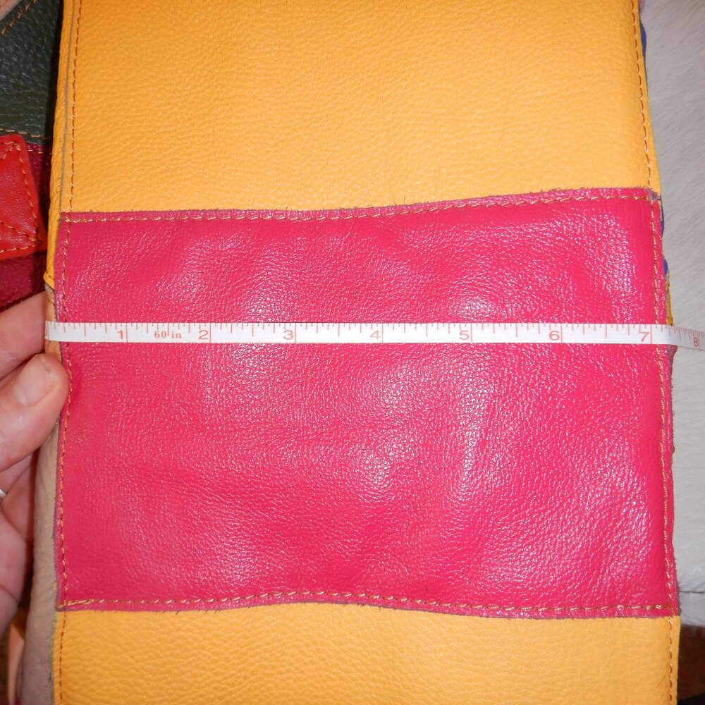 Extra Large Multi-Colored Geometric Leather Purse - image 3